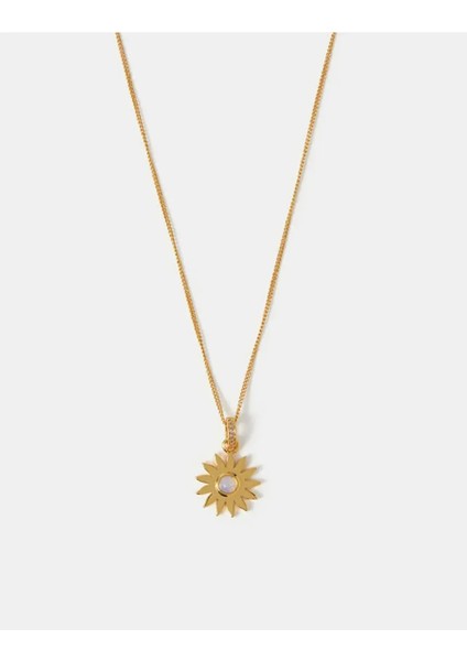 Z Güneş Opal Kolye Altın Kaplama