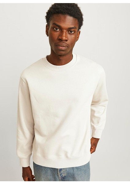 Ekru Erkek Bisiklet Oversize Sweatshirt 12259945_JJEURBAN Edge Sweat Crew N fiyatları