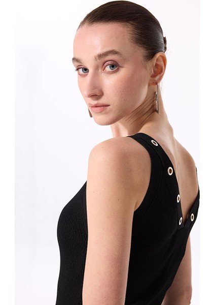 Siyah Kadın V Yaka Maksi Triko Elbise F5SL-ELB0223 fırsatları