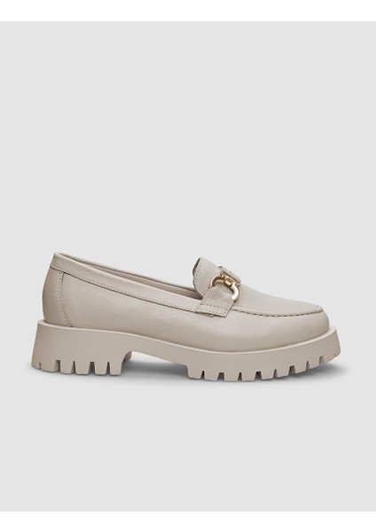 Bej Kadın Deri Loafer 29965