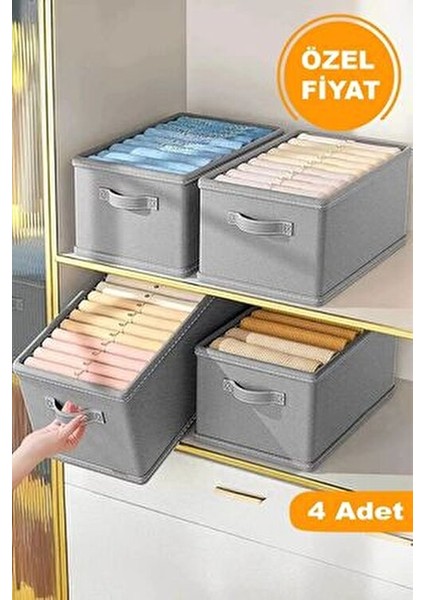 4 Adet Dolap Içi Düzenleyici, Raf Düzenleyici, Katlanabilir Kıyafet Saklama Kutusu-40 CMX25 CMX20CM