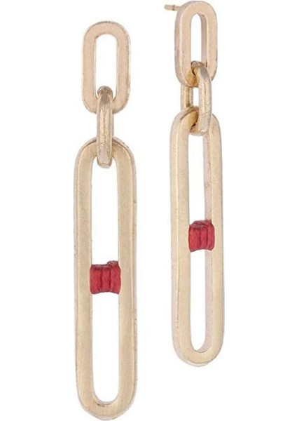 Altın Kadın Küpe CCE-755 Earring With Cord Detail