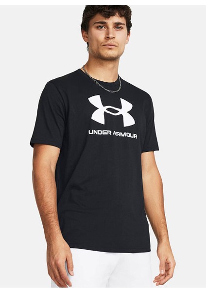 1382911-001-UA Sportstyle Ss Siyah Bisiklet Normal Baskılı Erkek T-Shirt