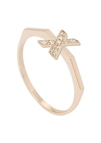 Altın ve Pırlanta Harf Yüzük x