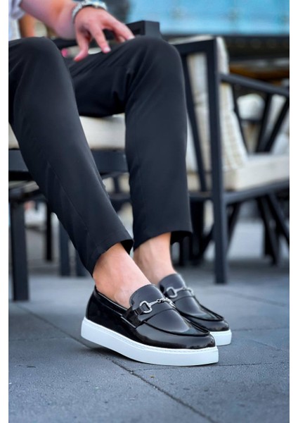 KB-027 Kuback Bağcıksız Siyah Rugan G Günlük Erkek Ayakkabı