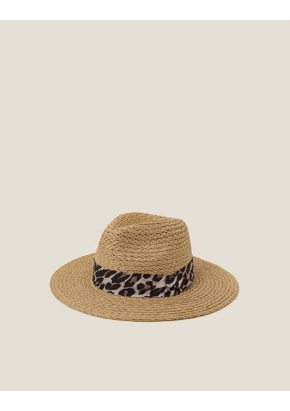 Leopar Hasır Şapka