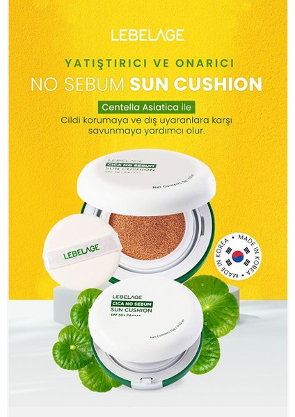 Yağlanma Karşıtı Centella Içeren Kapatıcı Güneş Koruyucu Lebelage No Sebum Cushion SPF50+ Pa++++ modelleri
