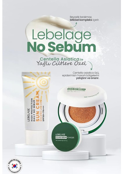 Yağlanma Karşıtı Centella Içeren Kapatıcı Güneş Koruyucu Lebelage No Sebum Cushion SPF50+ Pa++++ indirimleri