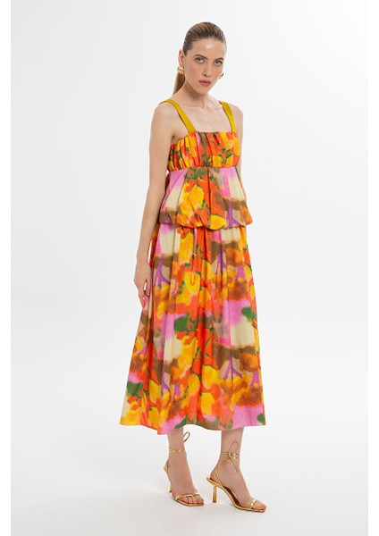 Kalın Askılı Renkli Uzun Balon Elbise fiyatları