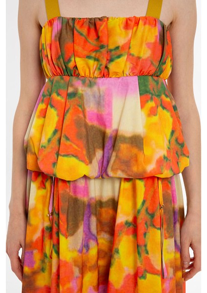 Kalın Askılı Renkli Uzun Balon Elbise modelleri