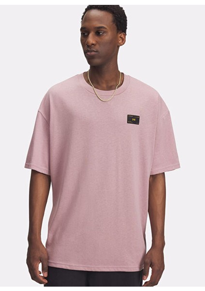 6005668-673-UA Hwt Woven Label Ss Pembe Bisiklet Normal Baskılı Erkek T-Shirt