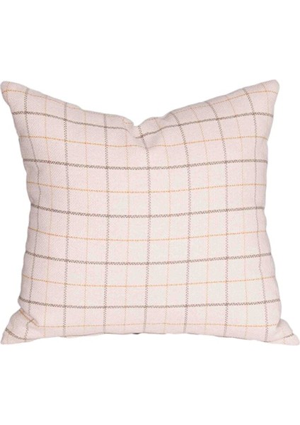 Pembe Ekose Desenli 45X45 Kare Kırlent