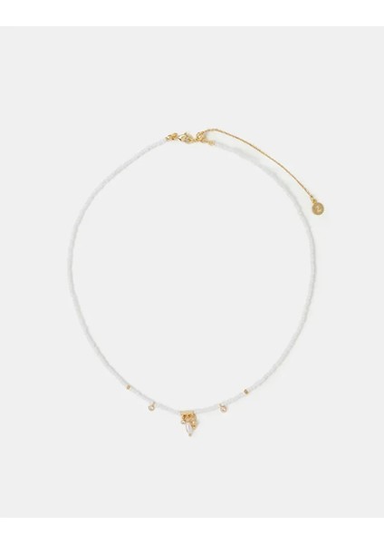 Z Beyaz Boncuk Detaylı Kolye Altın Kaplama fiyatları