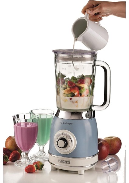 Vintage Buz Kırma Fonksiyonlu Smoothie Cam Blender Mavi modelleri