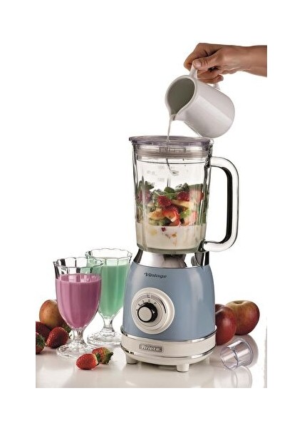 Vintage Buz Kırma Fonksiyonlu Smoothie Cam Blender Mavi fırsatları