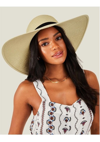 Fedora Wıth Brown Trım Natural