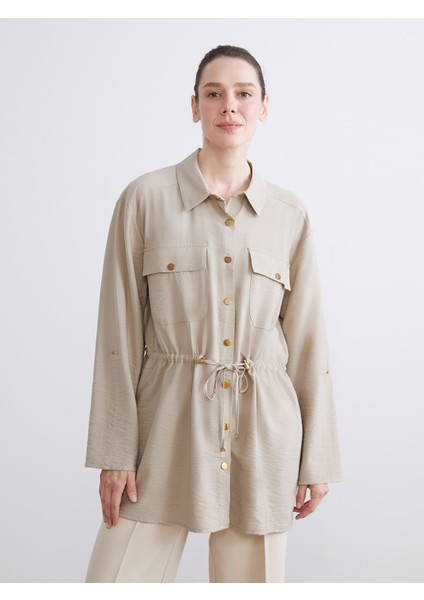 Yeni Sezon Gömlek Yaka Büzgülü Kadın Ceket modelleri