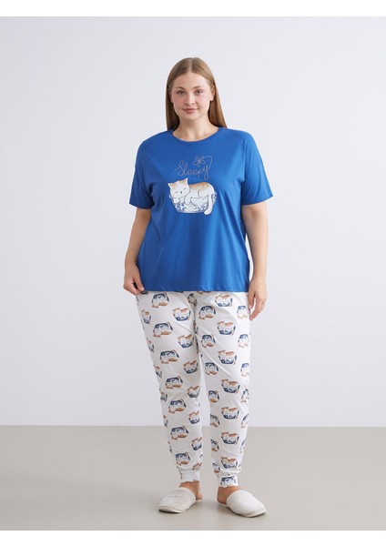 Yeni Sezon Bisiklet Yaka Baskılı Kadın Pijama Takımı fiyatları