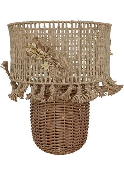Cerna Kahverengi Rattan Abajur