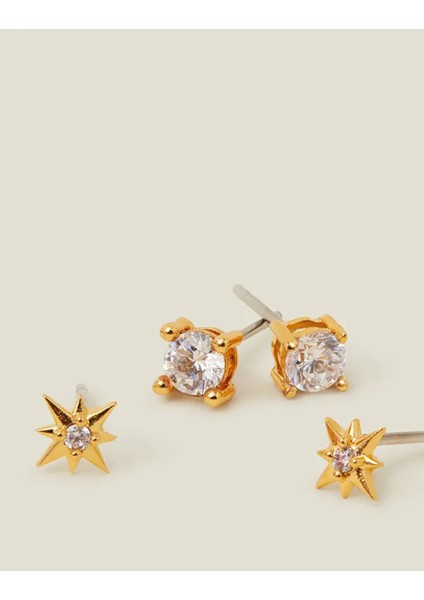 Z Star Küpe Set Altın Kaplama x 2