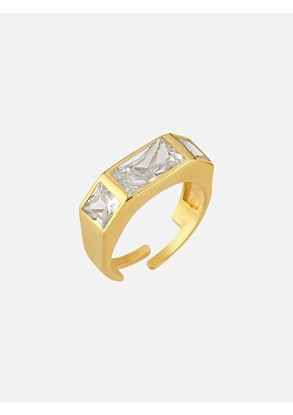 Vega Kristal Taşlı Yüzük Beyaz