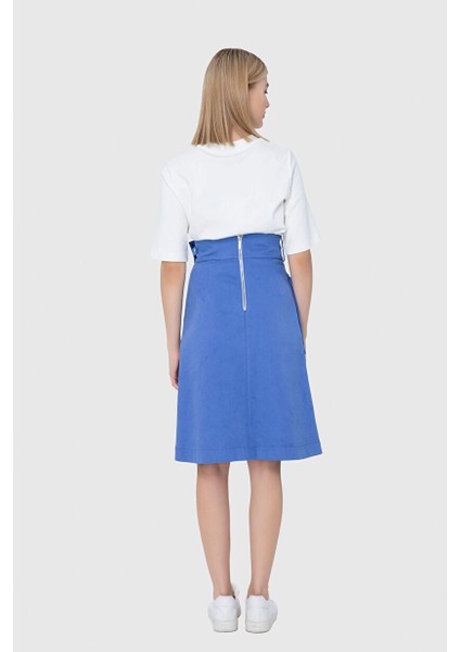 Kapaklı Torba Cep ve Jakron Detaylı Jean Etek modelleri