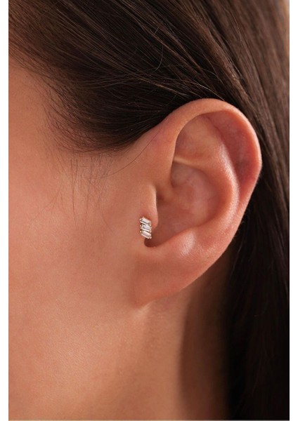 3 Baget Taşlı Lino Tragus Küpe