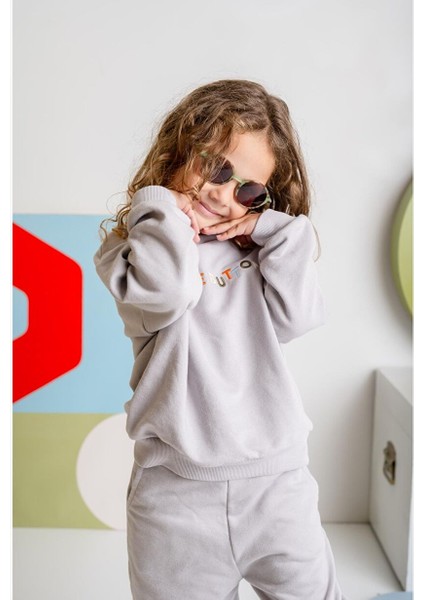 Kız Çocuk Nakışlı Sweatshirt - Gri modelleri