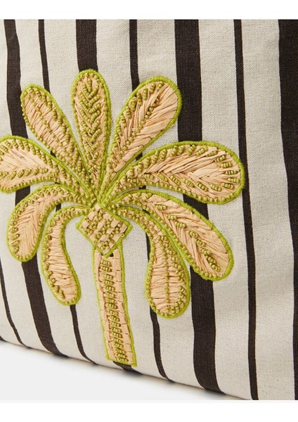 Çizgili Palmiye Nakışlı Omuz Çantası fırsatları