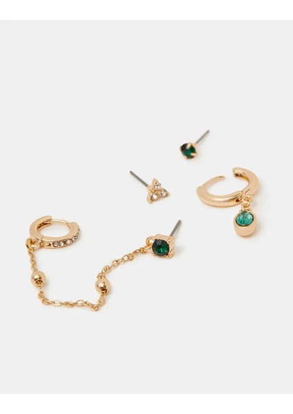 Sıralı Küpe Seti x 8 Yeşil