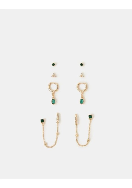 Sıralı Küpe Seti x 8 Yeşil fiyatları