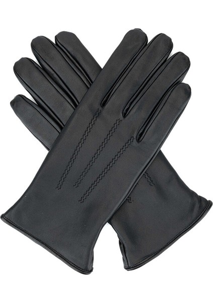 Kadın Hakiki Deri Siyah Deri Eldiven Eldıven