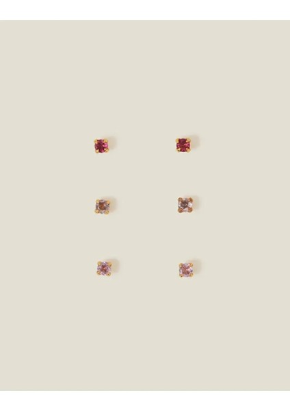 Taşlı Küpe Set x 3 Pembe fiyatları