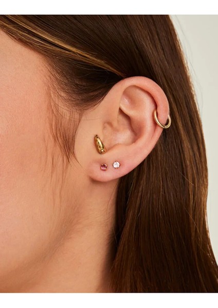 Taşlı Küpe Set x 3 Pembe modelleri