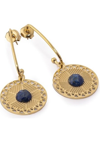 Zeni Lacivert Doğal Taşlı Çelik Kadın Küpe fiyatları