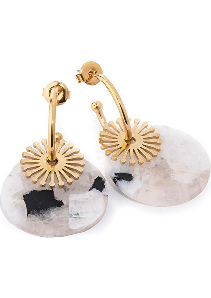 Maki Beyaz Doğal Taşlı Çelik Kadın Küpe fiyatları