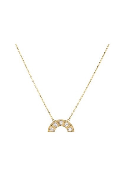 Taşlı Gold Kadın Gümüş Kolye