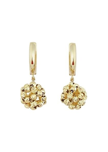 Altın Örme Top Küpe