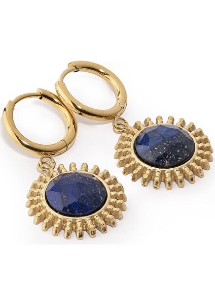 Sun Gold Lacivert Doğal Taşlı Altın Kaplama Çelik Kadın Küpe fiyatları