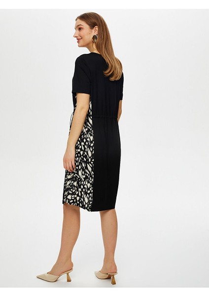 Yanları Desenli Dokuma Garnili Beli Tünelli Örme Elbise S25ELB009 fiyatları