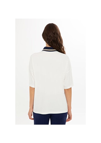 Triko Yakalı Gül Desen Ekru Bluz modelleri