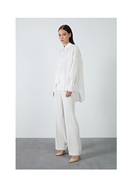 Asimetrik Ekru Gömlek modelleri