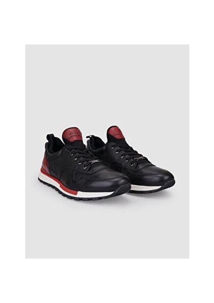 Siyah-Kırmızı Erkek Deri Sneaker 102551SC fiyatları