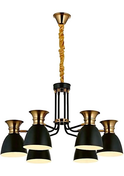 Declan 6 Kollu Siyah Avize