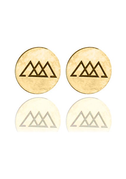 Geçmiş An Gelecek Rune Altın Kaplama Bronz Kadın Küpe