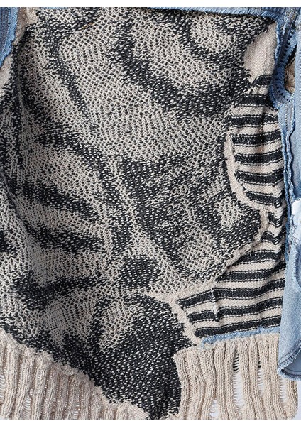 Gömlek Yaka Uzun Kollu Boyfriend Desenli Antrasit Kadın Denim Ceket indirimleri