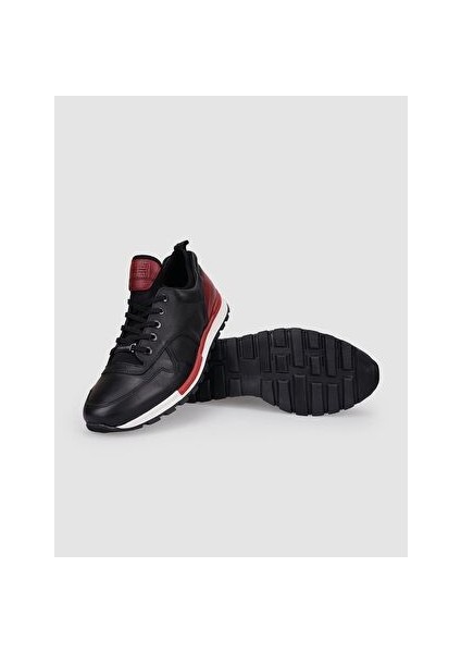 Siyah-Kırmızı Erkek Deri Sneaker 102551SC fırsatları