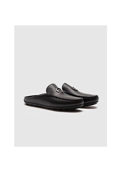 Hakiki Deri Siyah Tokalı Erkek Terlik modelleri