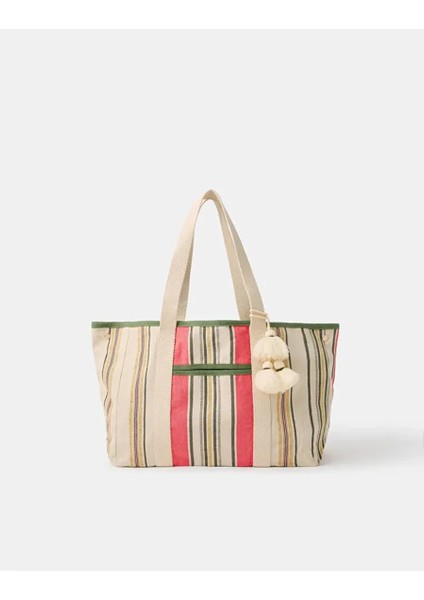 Çizgili Kanvas Çanta