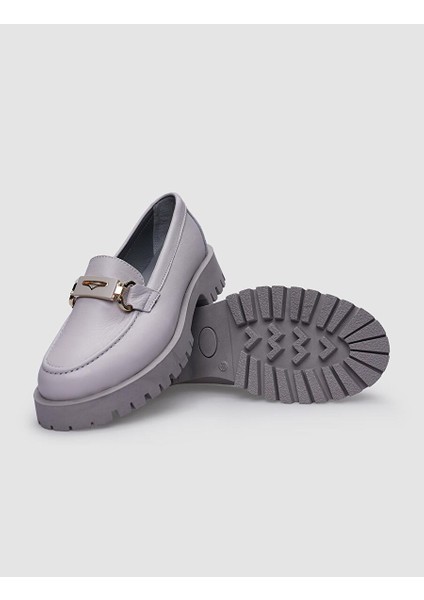 %100 Hakiki Deri Gri Toka Detaylı Kadın Günlük Ayakkabı fırsatları